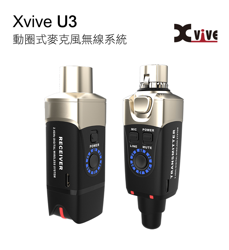 Xvive U3動圈式麥克風無線系統.GHz DIGITAL WIRELES SYSTEMRECEIVERMICPOWERPOWERLINEMUTE49S42TRANSMITTER DIGITAL WIRELESS SYSTEM