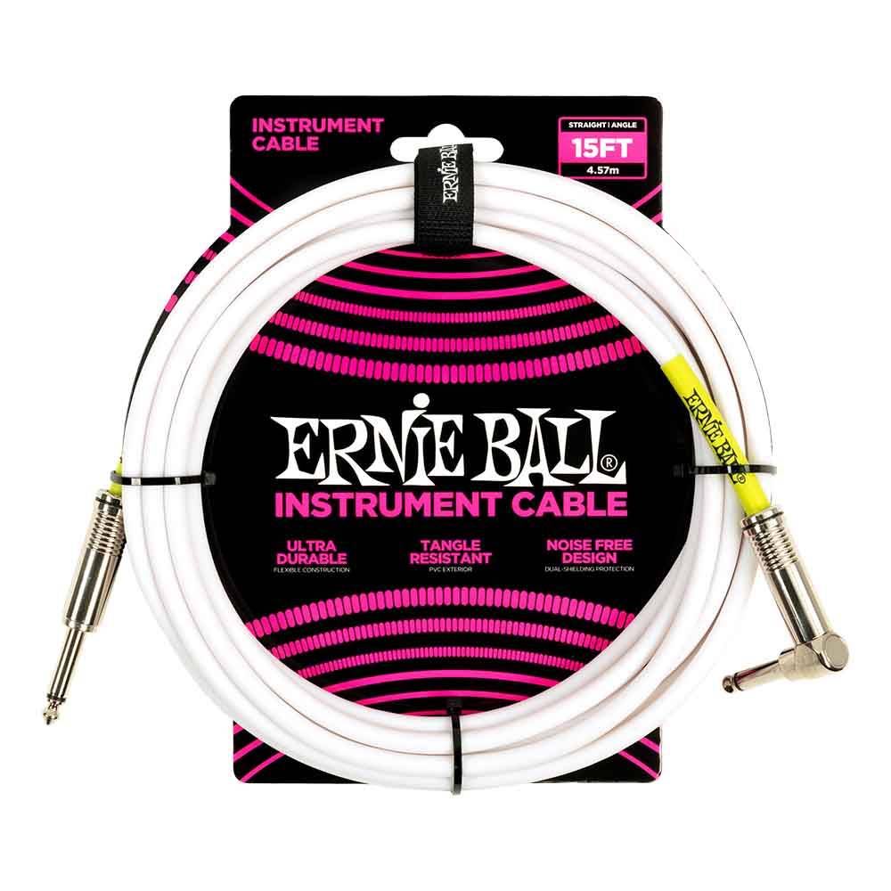 Ernie Ball Classic Instrument Cable Straight/Angle 15ft - White 6400 樂器導線