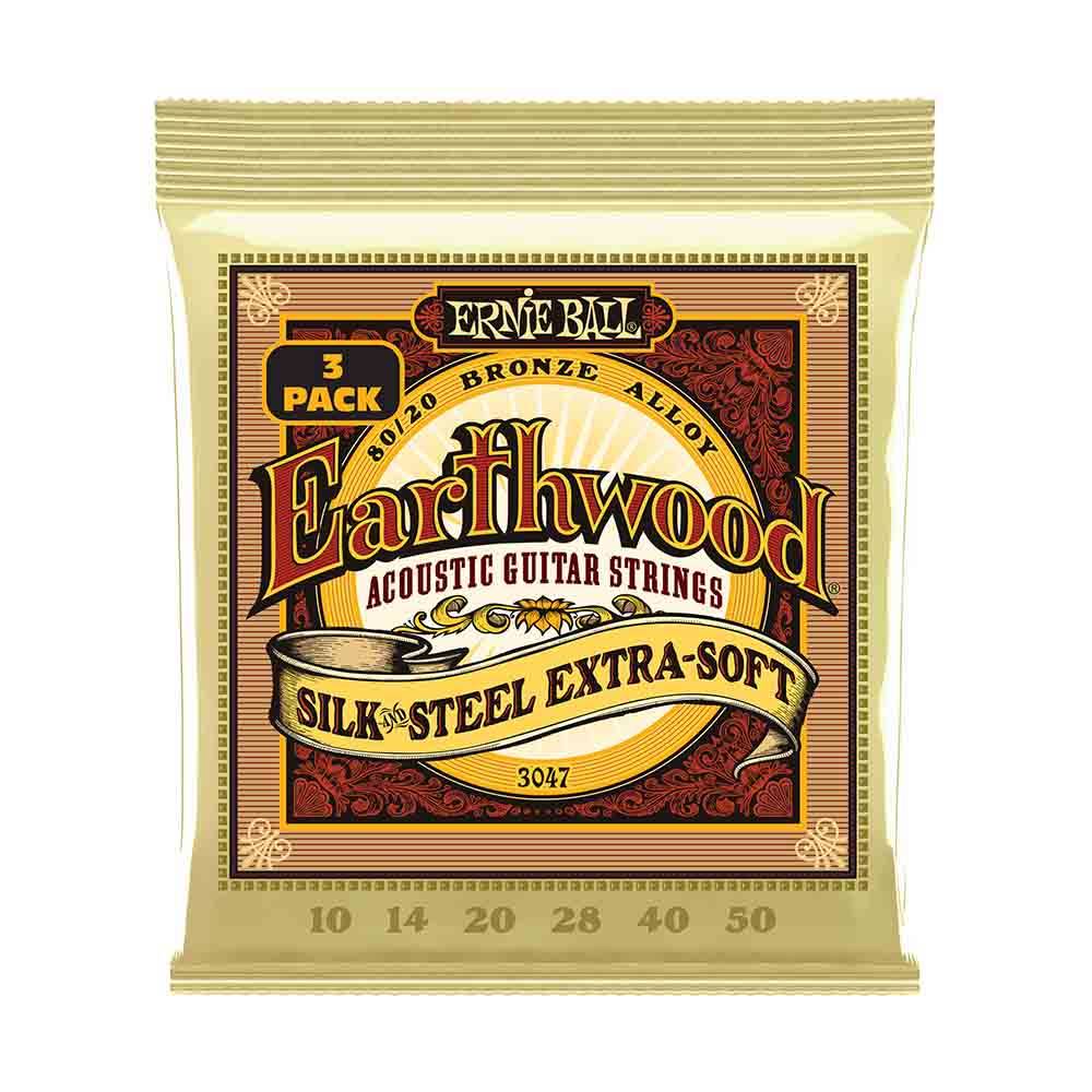 Ernie Ball Earthwood Silk & Steel Extra Soft 80/20 Bronze 3047 經典純粹 民謠吉他套弦 (3件組) 10-50