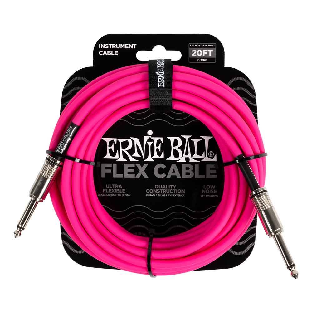 Ernie Ball Flex Instrument Cable Straight/Straight 20ft - Pink 6418 樂器導線