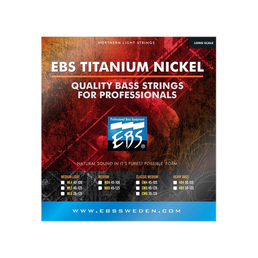 EBS US Titanium Nickel Medium Light 美製鈦鎳 電貝斯六弦套弦 25-125