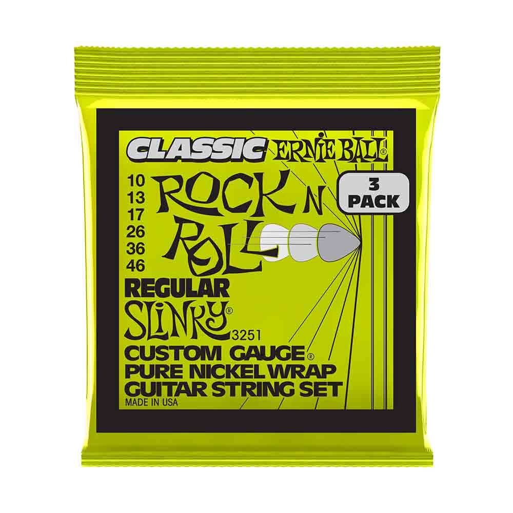 Ernie Ball Regular Slinky Classic Rock N Roll Pure Nickel Wrap 3251 經典搖滾鈍鎳 電吉他套弦 (3件組) 10-46
