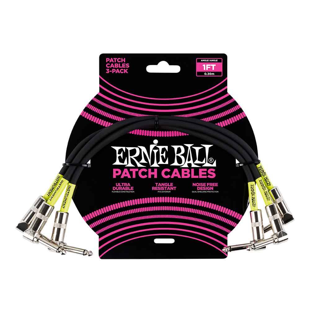 Ernie Ball Classic Patch Cable Angle/Angle 1ft 導線三入組 (共2色)