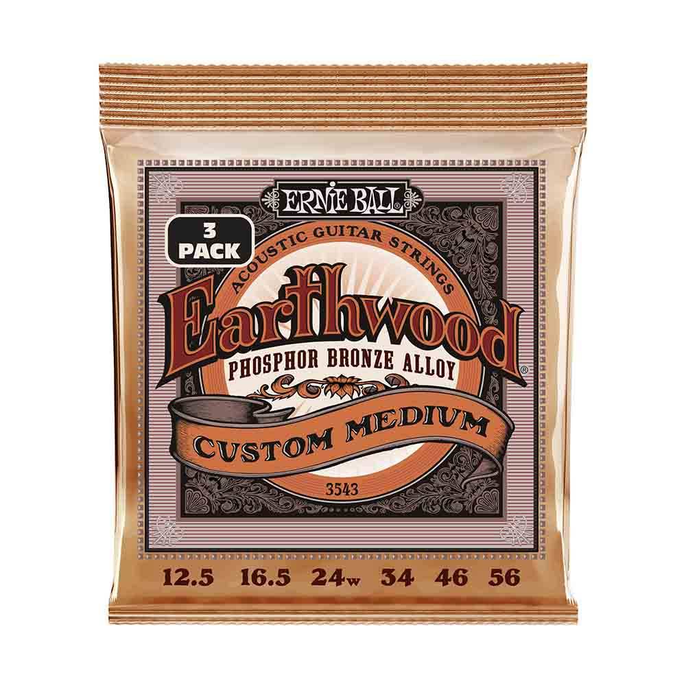 Ernie Ball Earthwood Custom Medium Phosphor Bronze 3543 經典純粹 民謠吉他套弦 (3件組) 12.5-56