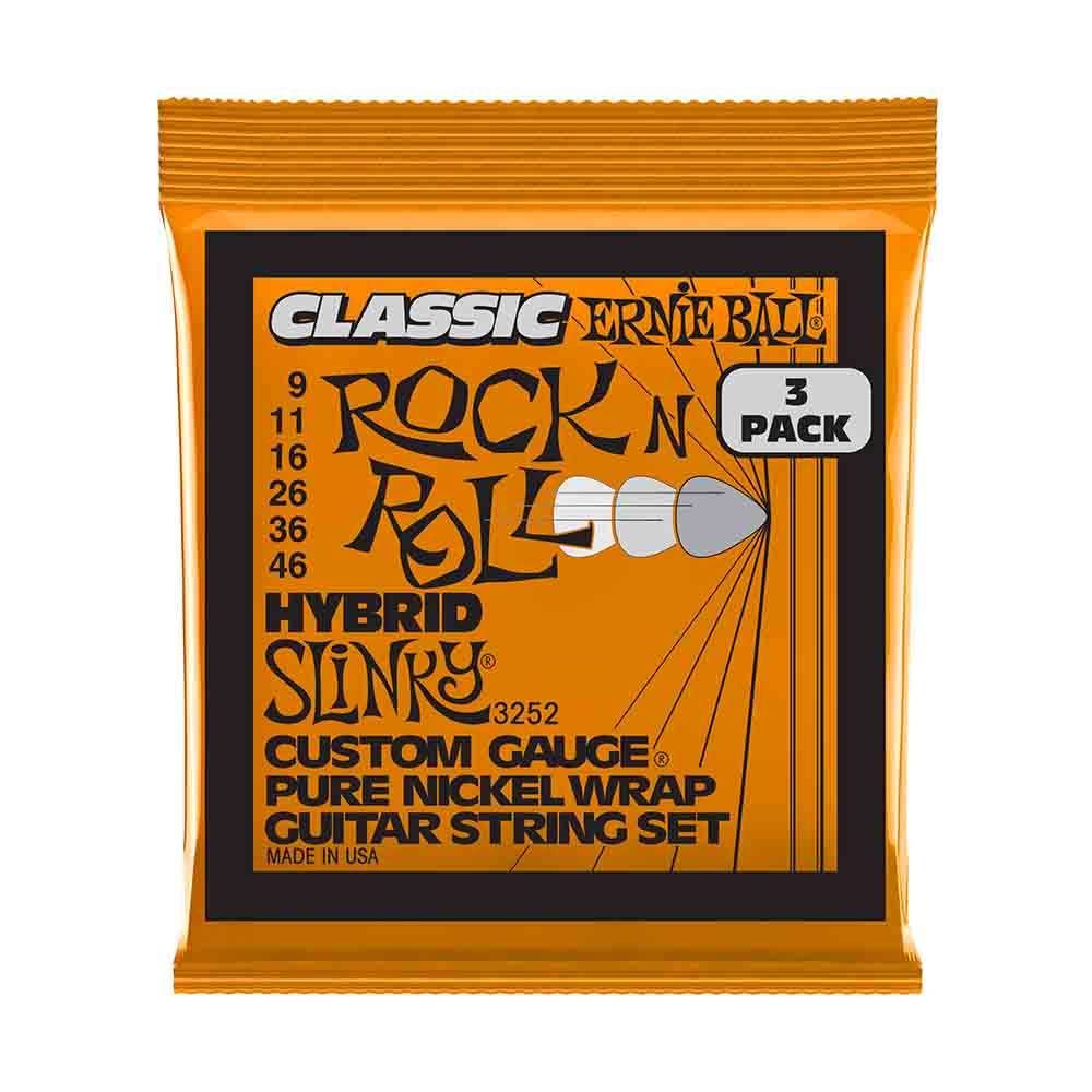 Ernie Ball Hybrid Slinky Classic Rock N Roll Pure Nickel Wrap 3252 經典搖滾鈍鎳 電吉他套弦 (3件組) 09-46