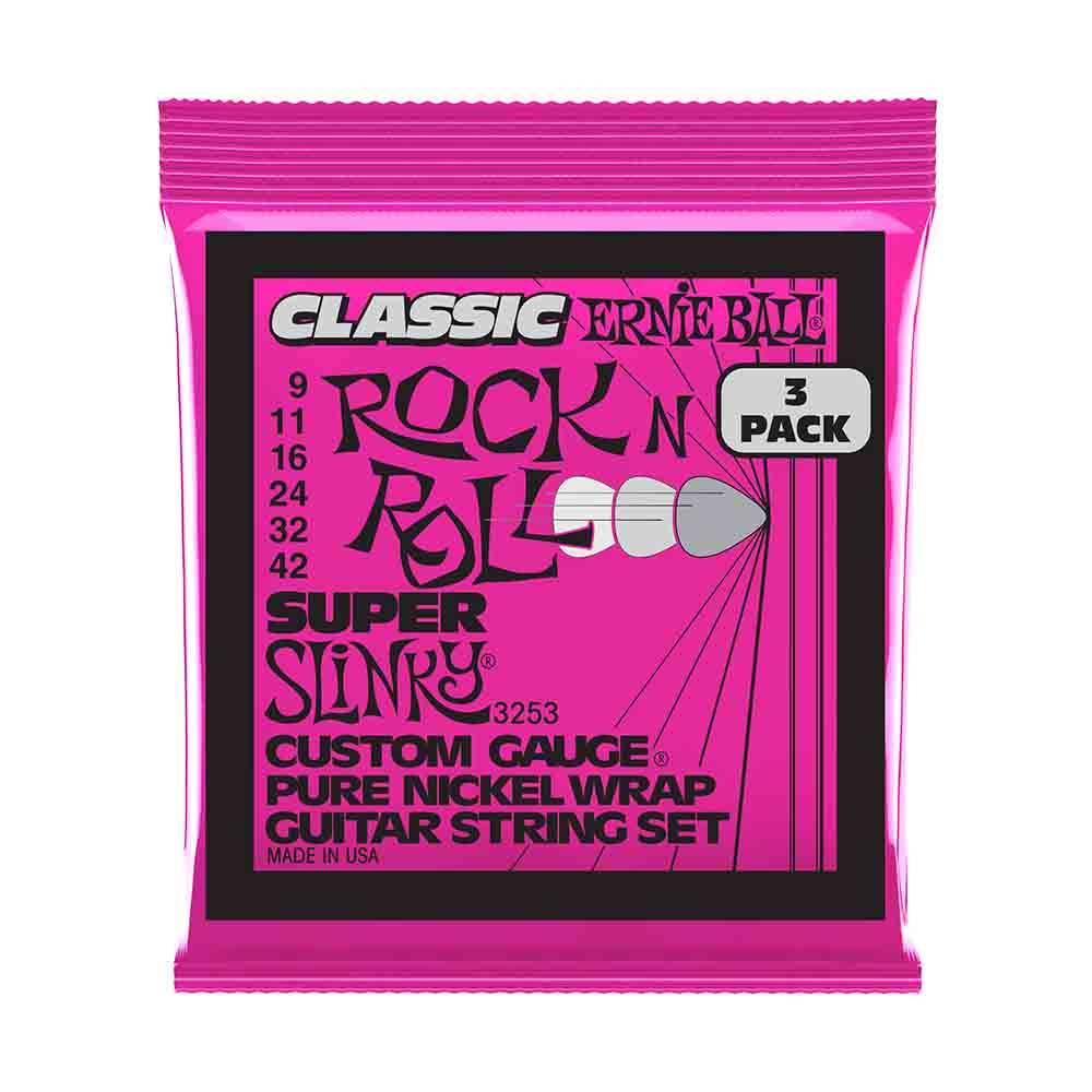 Ernie Ball Super Slinky Classic Rock N Roll Pure Nickel Wrap 3253 經典搖滾鈍鎳 電吉他套弦 (3件組) 09-42