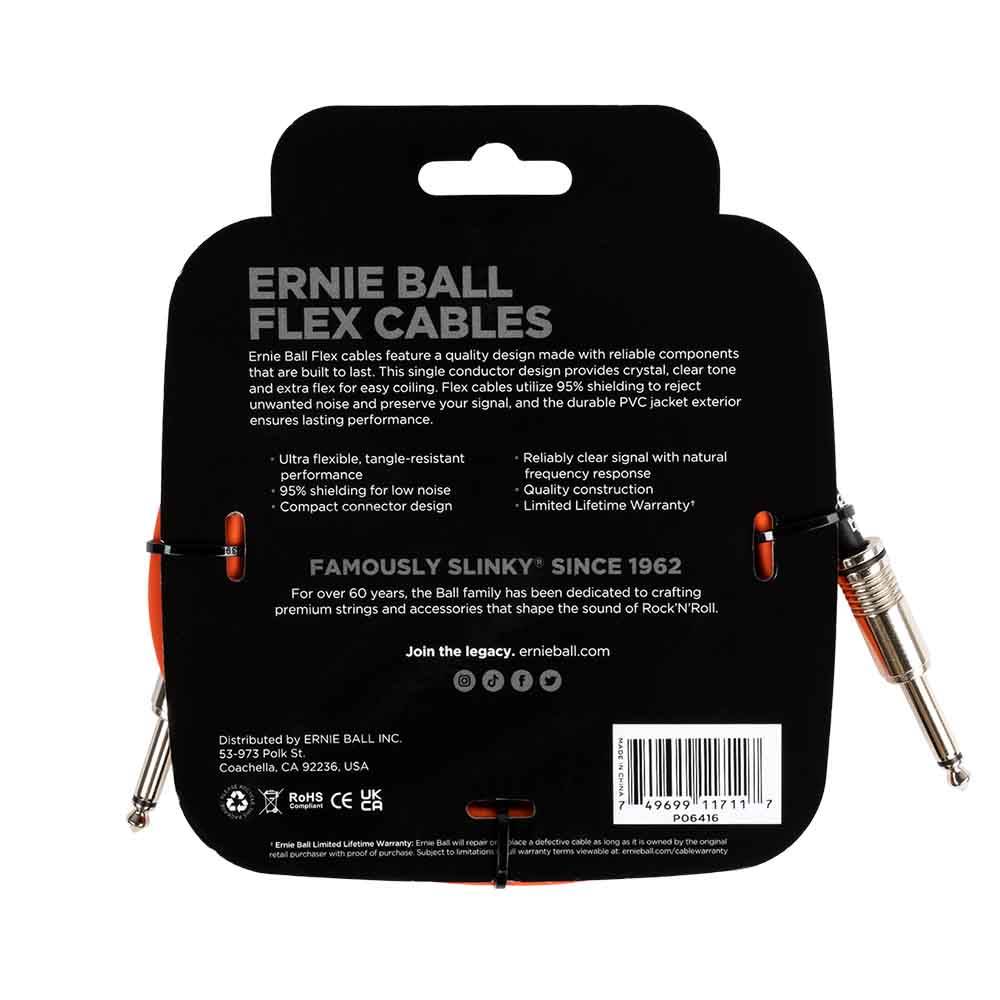 Ernie Ball Flex Instrument Cable Straight/Straight 10ft - Orange 6416 樂器導線 Ernie Ball Flex Instrument Cable Straight/Straight 10ft - Orange 6416 樂器導線