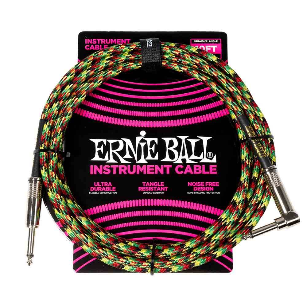 Ernie Ball Braided Instrument Cable Straight/Angle 10ft - Good Vibrations 6481 樂器導線