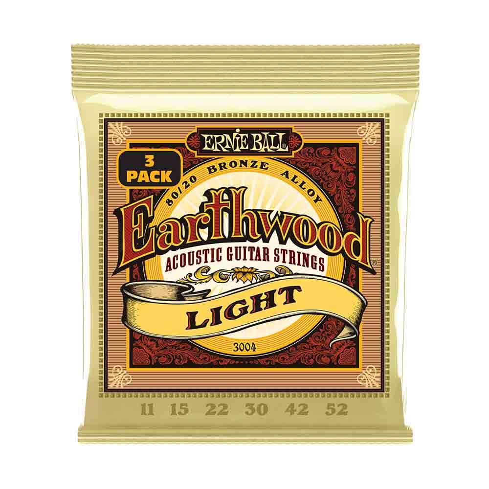 Ernie Ball Earthwood Light 80/20 3004 經典純粹 民謠吉他套弦 (3件組) 11-52