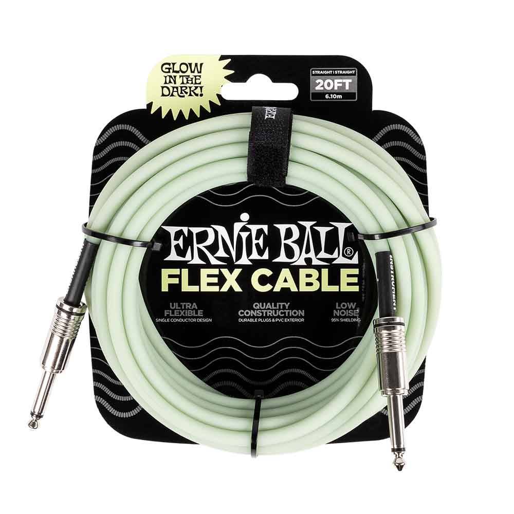 Ernie Ball Flex Instrument Cable Straight/Straight 20ft - Glow In Dark 6437 夜光樂器導線