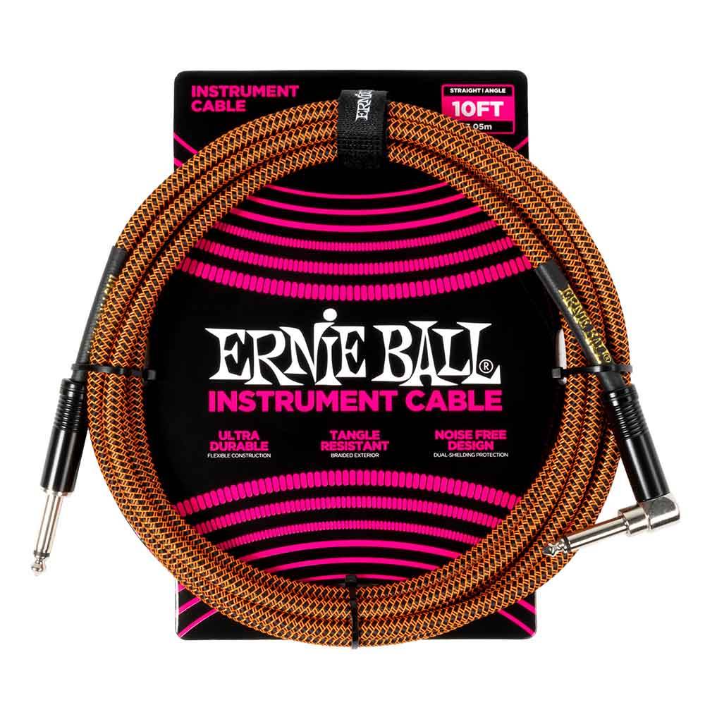Ernie Ball Braided Instrument Cable Straight/Angle 10ft - Pumpkin Pie 6470 樂器導線