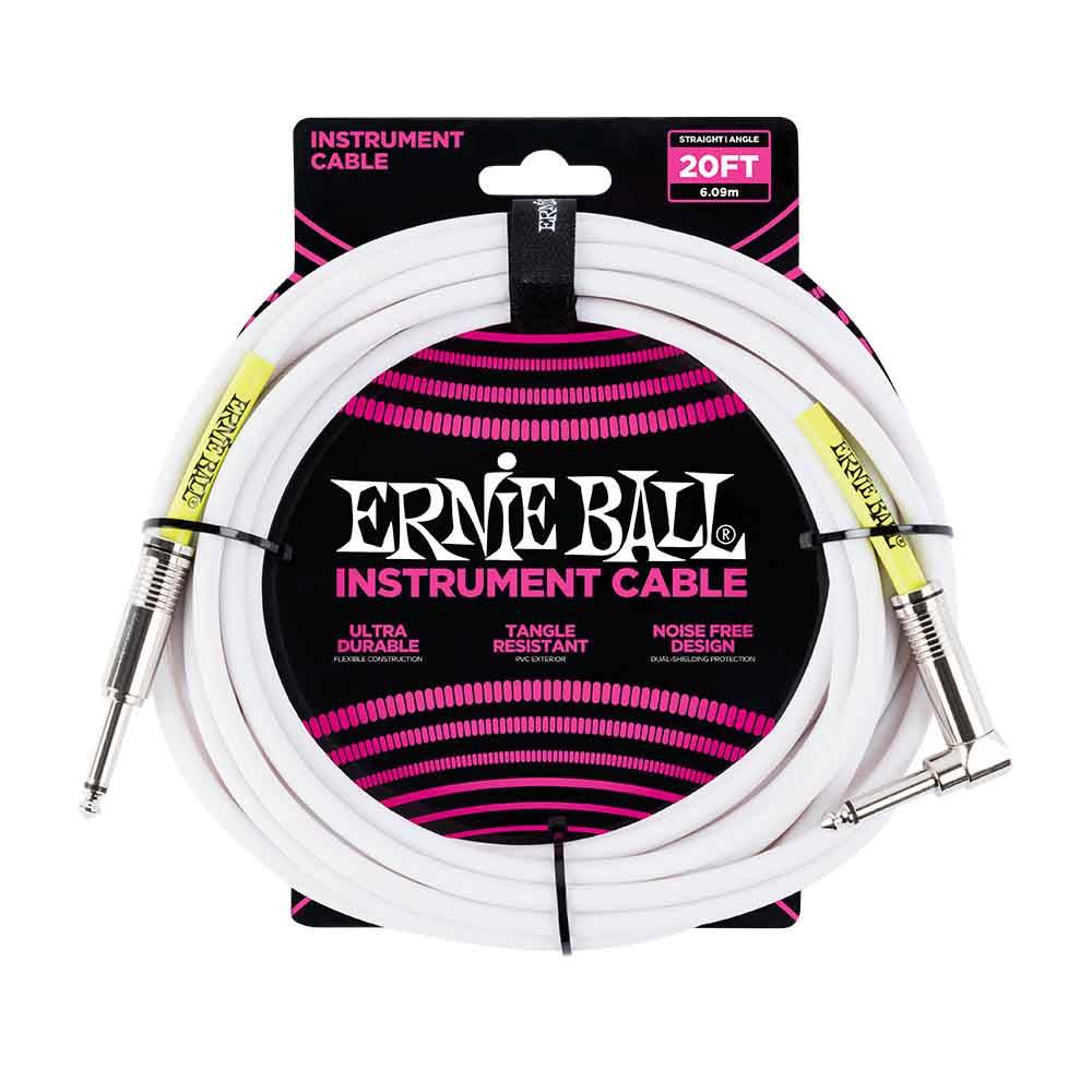 Ernie Ball Classic Instrument Cable Straight/Angle 20ft - White 6047 樂器導線
