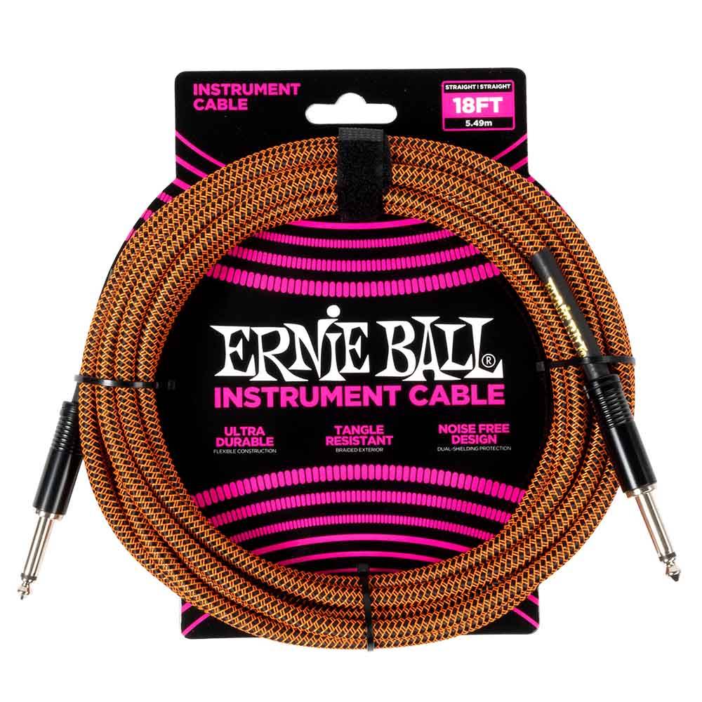 Ernie Ball Braided Instrument Cable Straight/Straight 18ft - Pumpkin Pie 6469 樂器導線